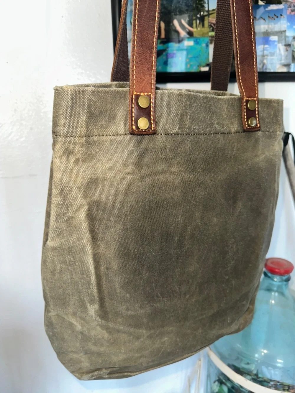 Canvas Tote Heavy 17”x17”x4” army Green